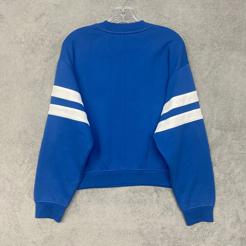 Madewell Sweatshirt Womens Small Crewneck Varsity Blue Striped NY284 - Picture 8 of 9